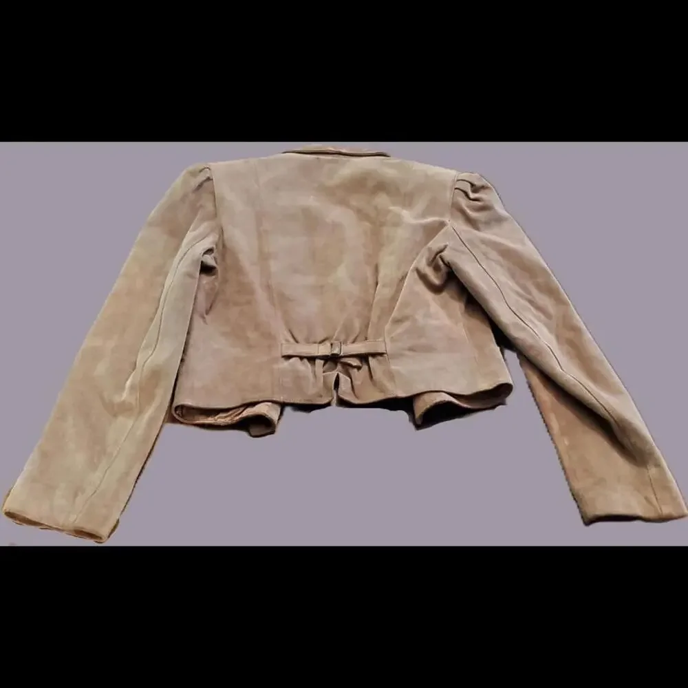 Chic Vintage Tan Suede Blazer for Women - Picture 2 of 10